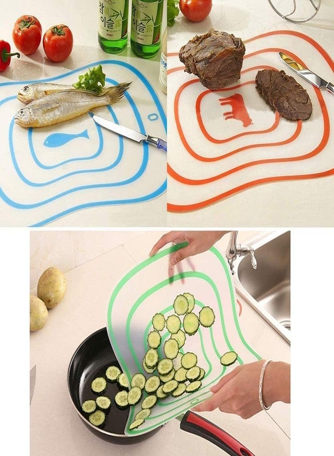 Newvent 3pc Non Slip Plastic Transparent Chopping Cutting Board for Kitchen and Fruit Cutting (Multicolour) - Image 5
